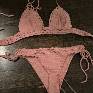 Pink Crochet Bathing Suit